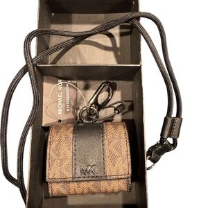Michael Kors Brown and Black Monogram Air Pod Case NWT